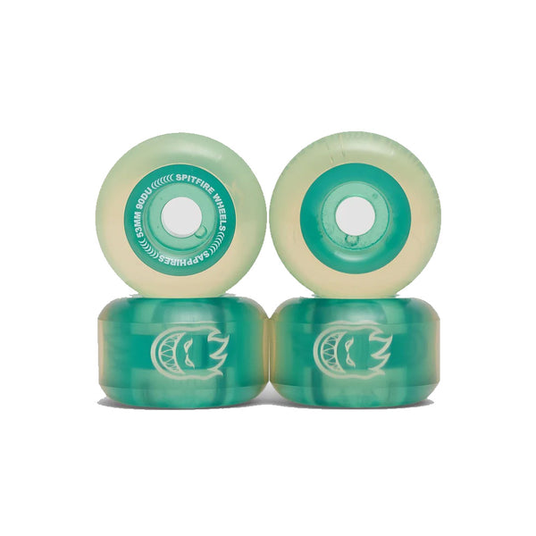 Spitfire Sapphires 90DU Skateboard Wheels Green 53mm