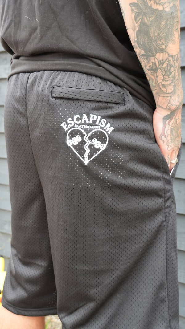 Escapism Goth text mesh shorts - Black