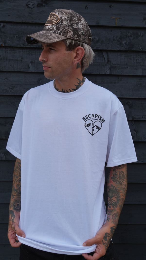 Escapism Heart logo tee - White