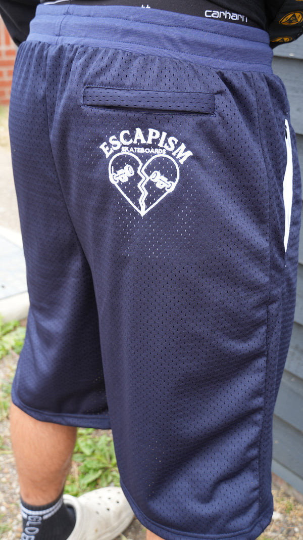 Escapism Goth text mesh shorts - Navy blue