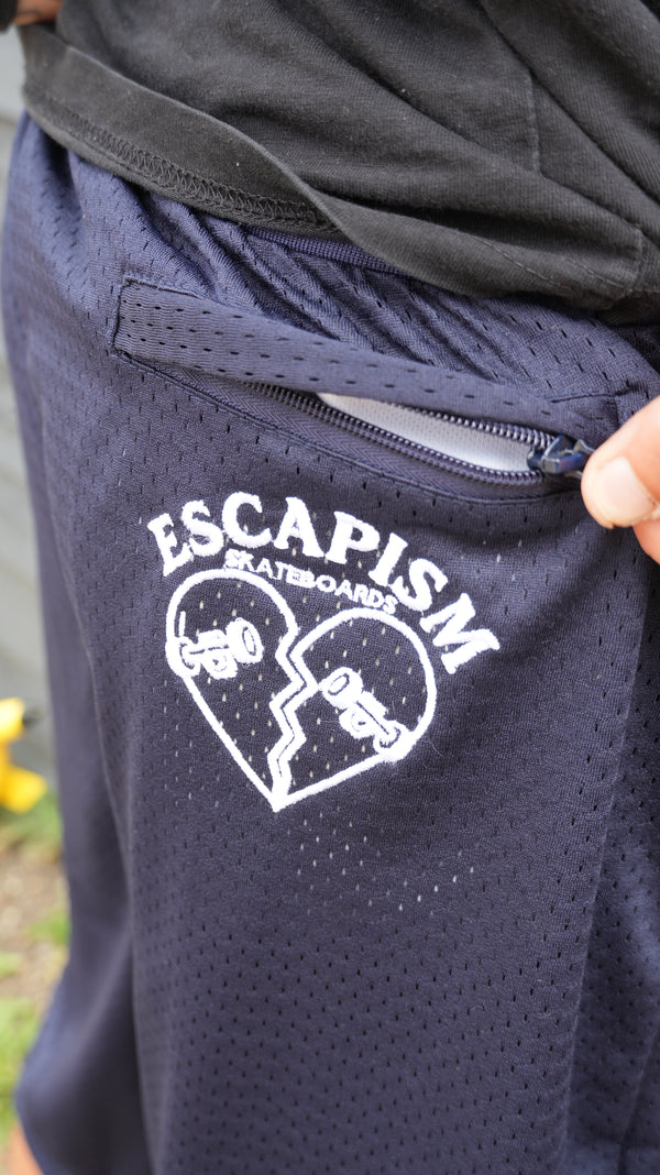 Escapism Goth text mesh shorts - Navy blue